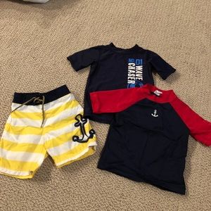 Baby boy swim shirts and shorts